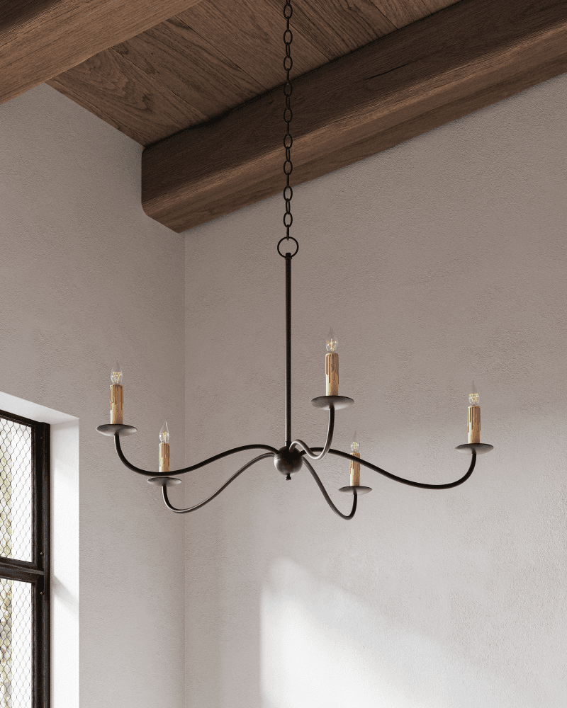 Currey and Company Saxon Small Black Chandelier