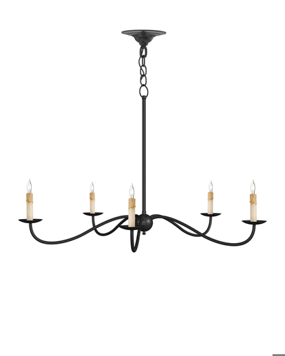 Currey and Company Saxon Small Black Chandelier Zanzibar Black