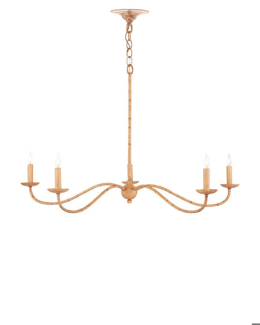 Currey and Company Saxon Small Tan Chandelier Natural, Saddle Tan