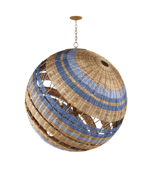 Currey and Company Senjyo Tilted Orb Chandelier Natural, Khaki