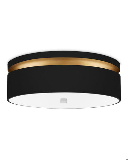 Currey and Company Serenity Black Flush Mount Satin Black, Contemporary Gold, White