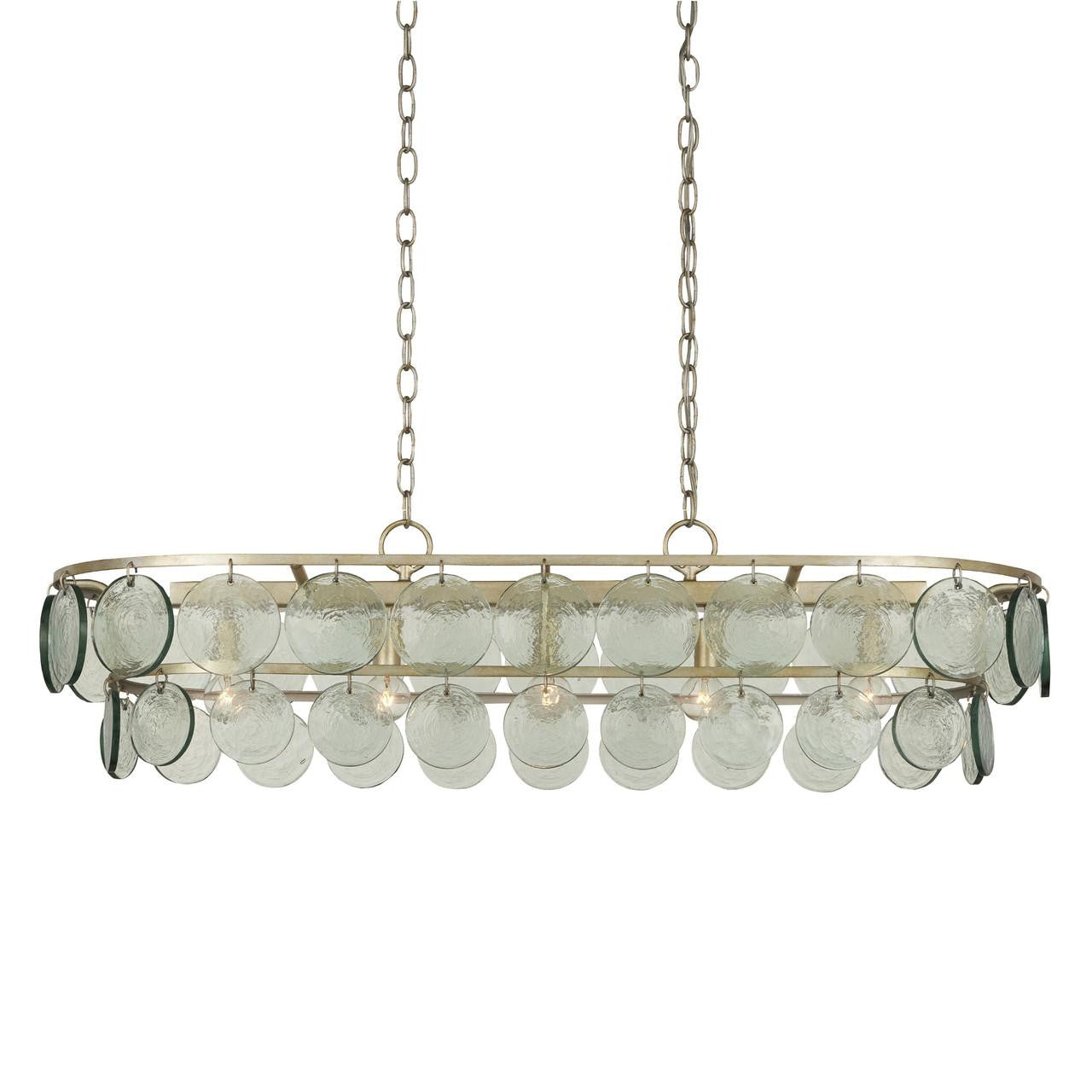 Currey and Company Settat Chandelier Clear, Silver Leaf