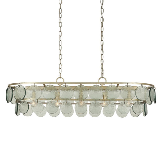 Currey and Company Settat Chandelier Clear, Silver Leaf