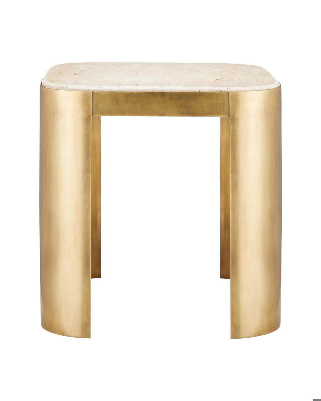 Currey and Company Sev Travertine Accent Table