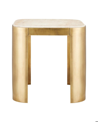 Currey and Company Sev Travertine Accent Table