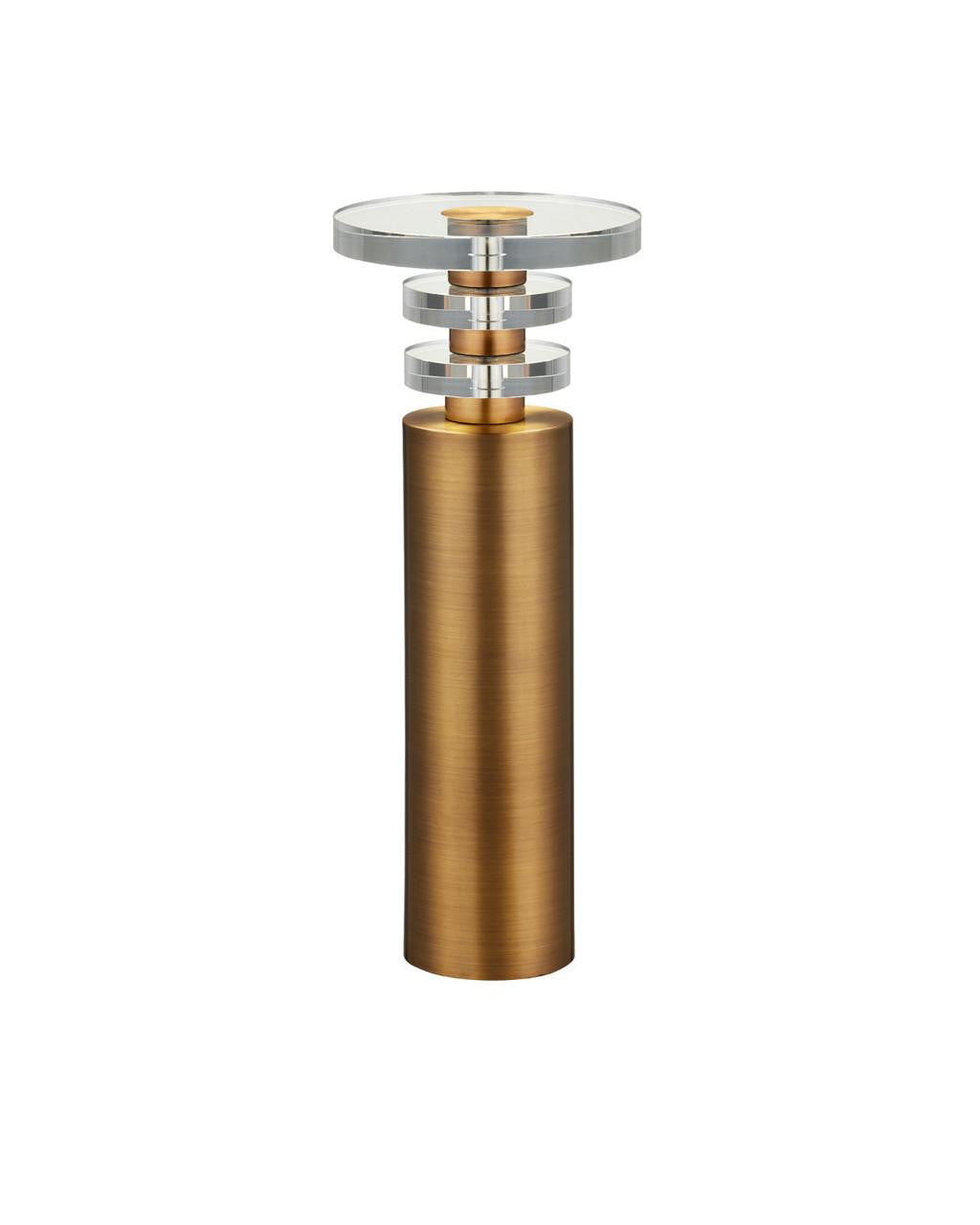 Currey and Company Shani Brass Drinks Table Antique Brass, Clear