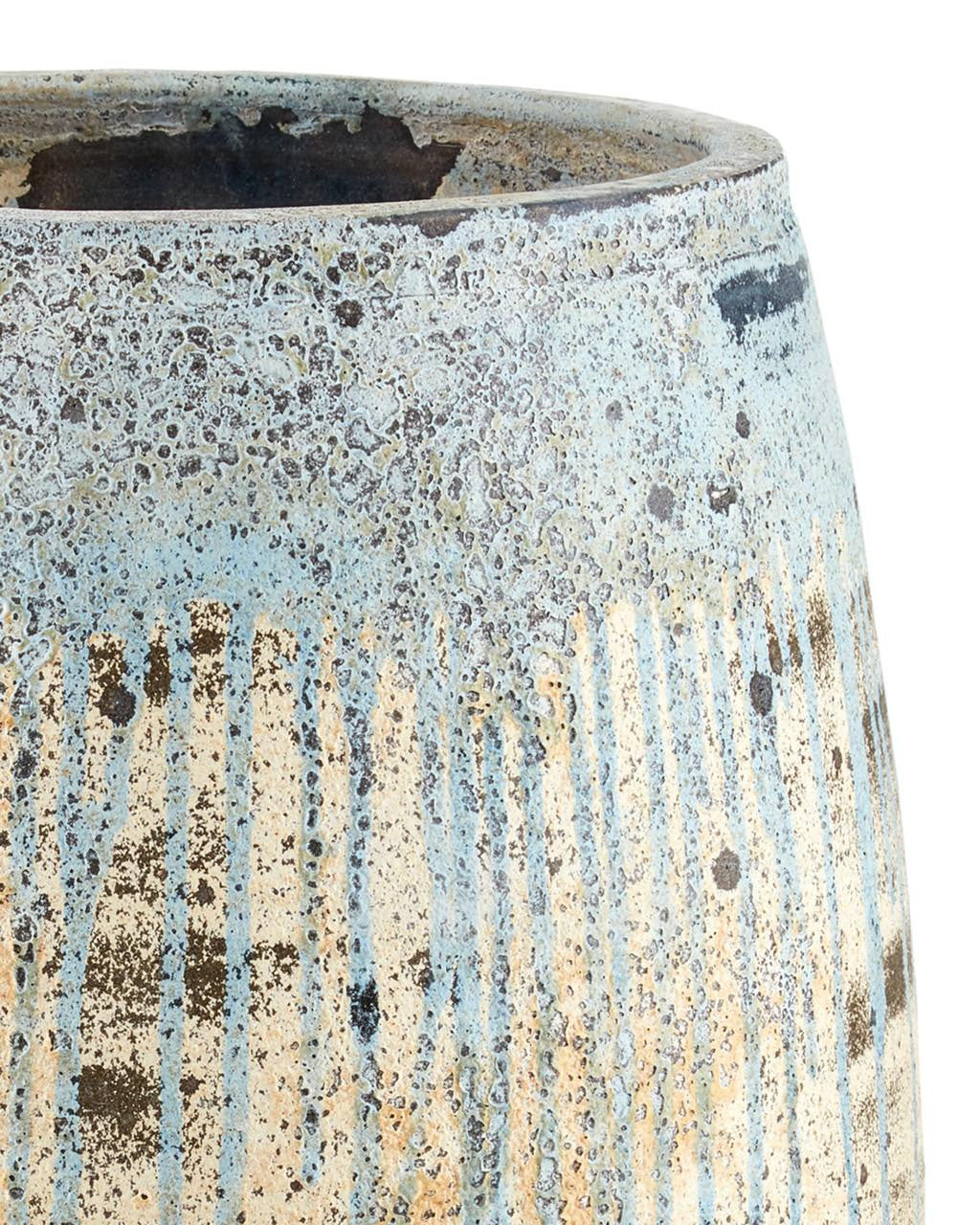 Currey and Company Sicilia Medium Antique Blue Drip Planter