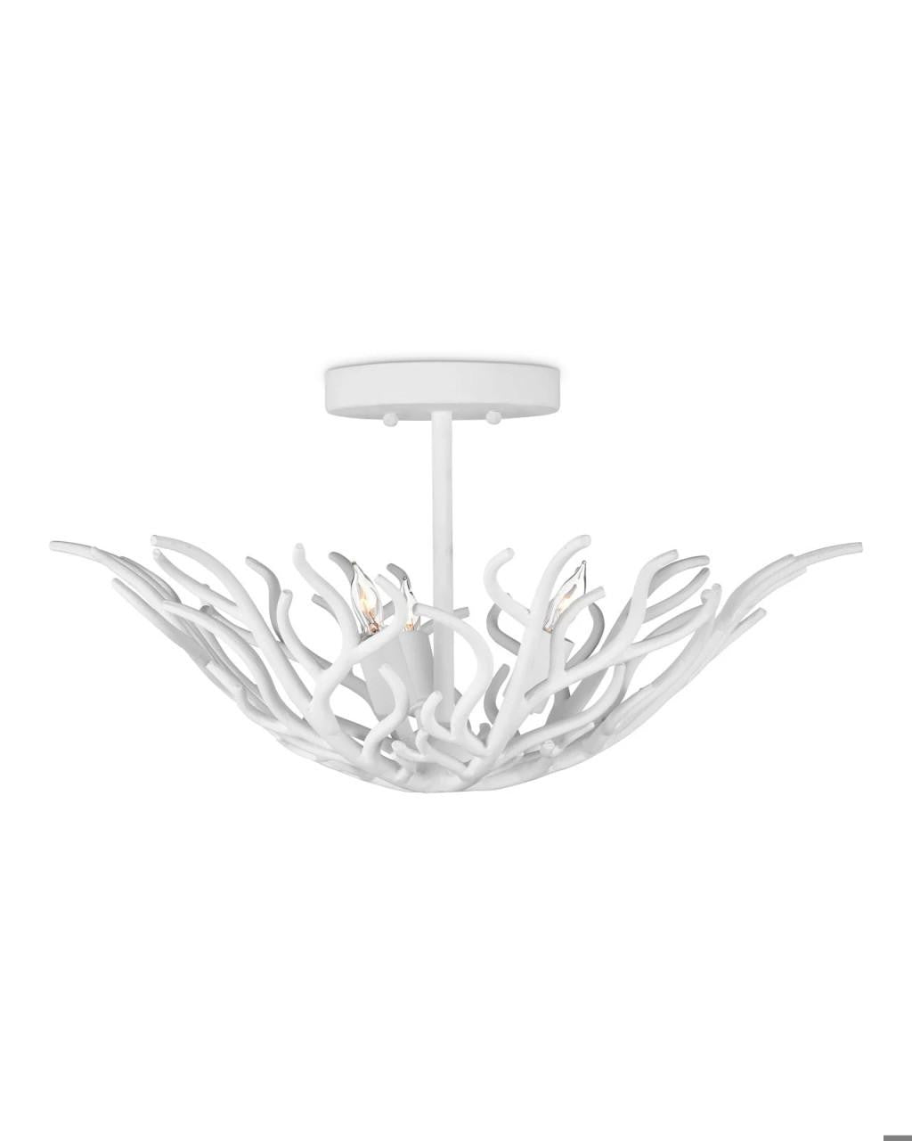 Currey and Company Snowfall Semi-Flush Mount Gesso White
