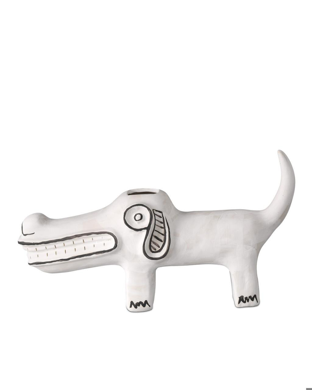 Currey and Company Spot the Dog Washed White, Black
