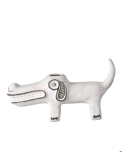 Currey and Company Spot the Dog Washed White, Black