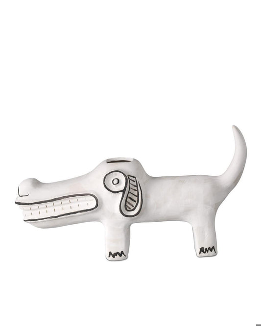 Currey and Company Spot the Dog Washed White, Black