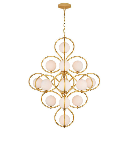 Currey and Company Storrs Chandelier Contemporary Gold Leaf, Contemporary Gold, 