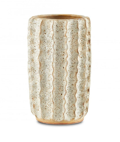 Currey and Company Sunken Boat Medium White Vase Moss White