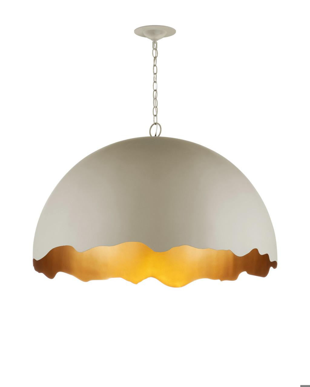 Currey and Company Tamago Pendant Smoky Olive, Contemporary Gold