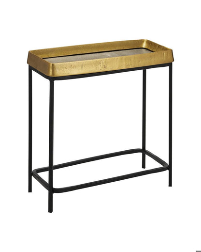 Currey and Company Tanay Brass Side Table Antique Brass, Graphite, Black