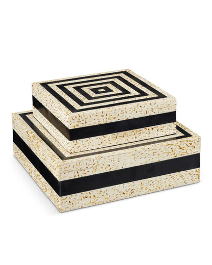 Currey and Company Taurus Box, Set of 2 Natural, Black