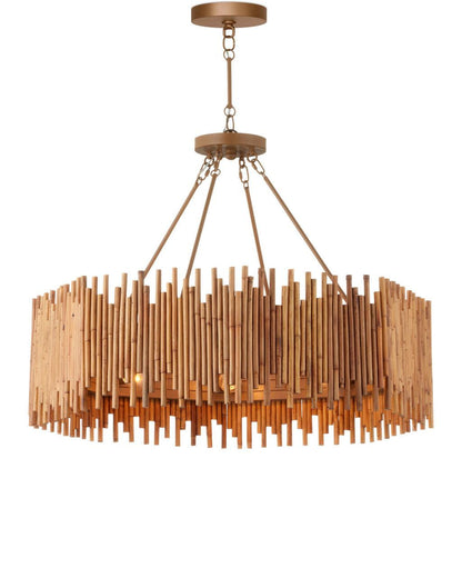 Currey and Company Teahouse Chandelier Natural, Khaki