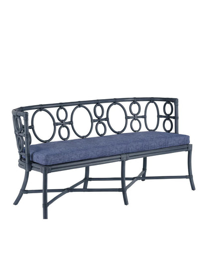 Currey and Company Tegal Navy Bench, Finn Indigo Vintage Navy, Finn Indigo