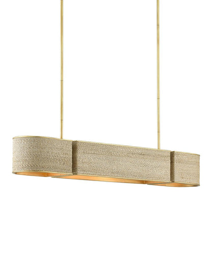 Currey and Company Tenby Oval Chandelier Natural, Contemporary Gold Leaf
