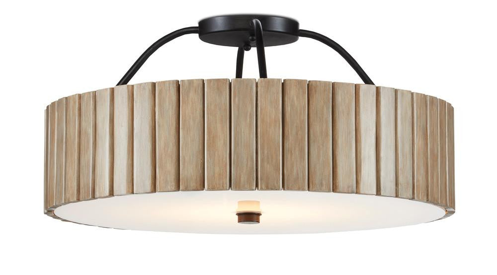 Currey and Company Tetterby Semi-Flush Mount Taupe, Black, White