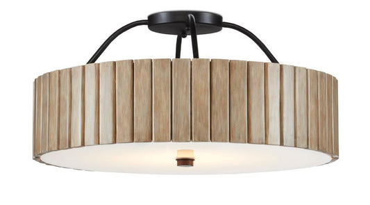 Currey and Company Tetterby Semi-Flush Mount Taupe, Black, White