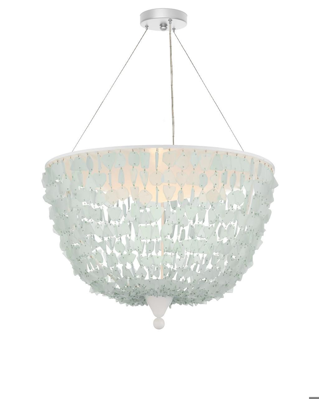 Currey and Company Thalassa Pendant Seaglass, Sugar White