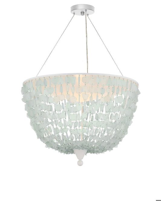 Currey and Company Thalassa Pendant Seaglass, Sugar White