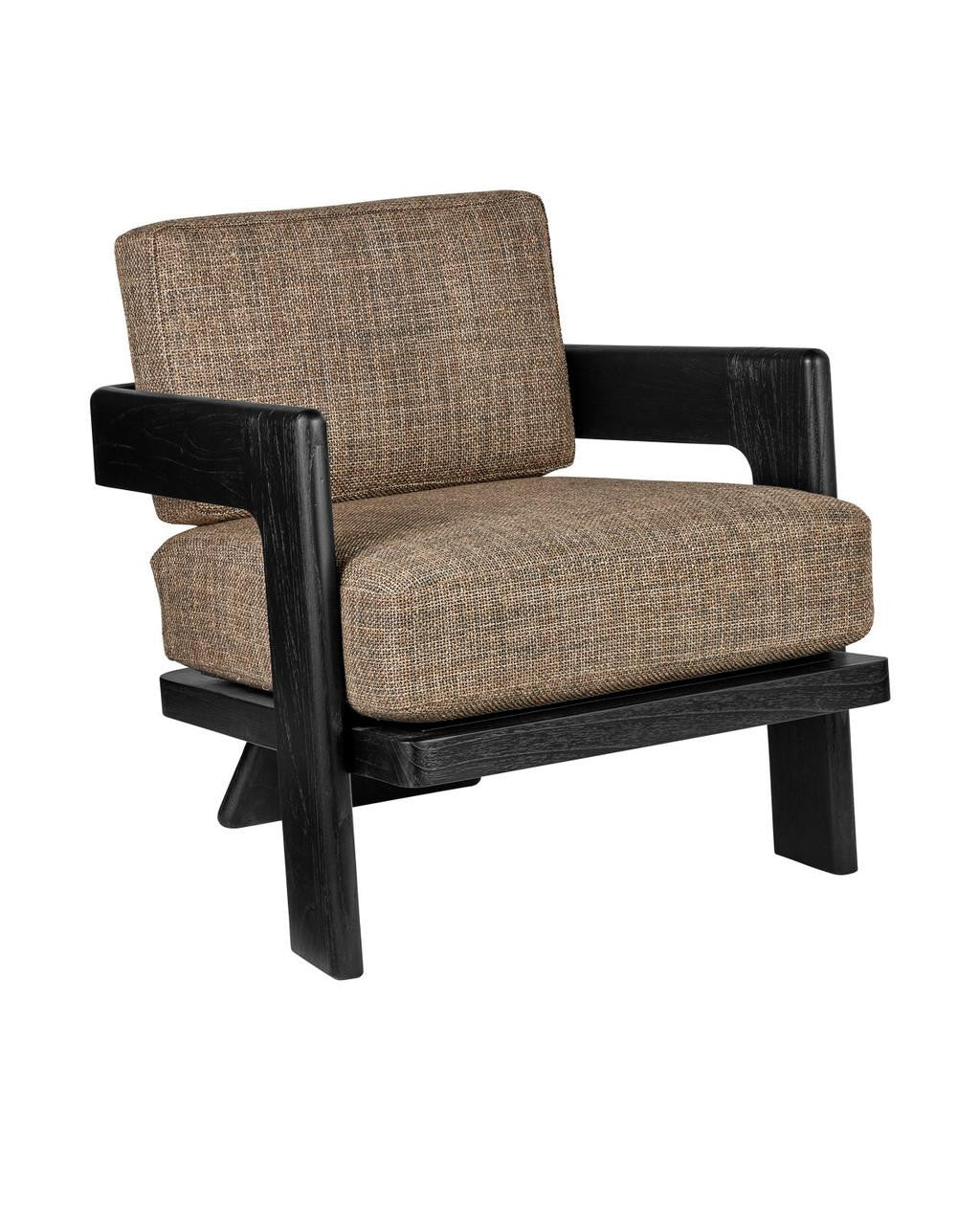 Currey and Company Theo Lounge Chair, Rig Otter Caviar Black