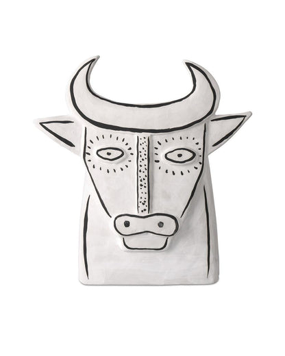 Currey and Company Thomas the Bull Washed White, Black