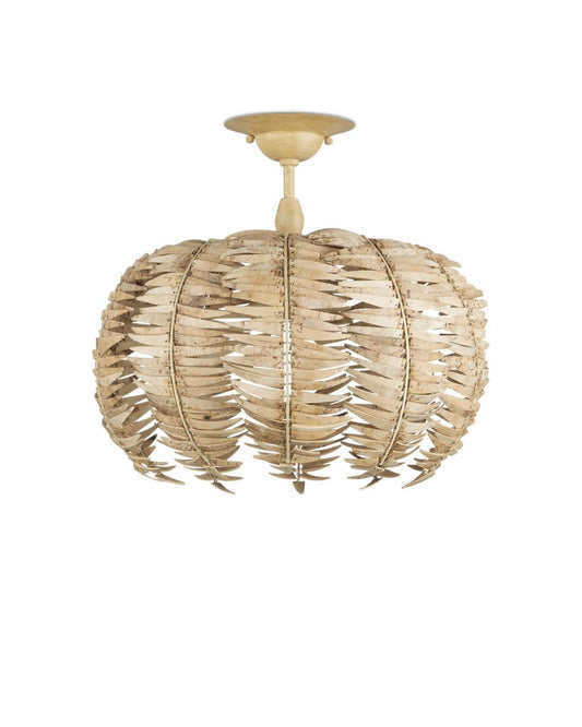 Currey and Company Tiptur Semi-Flush Mount Natural, Coco Cream