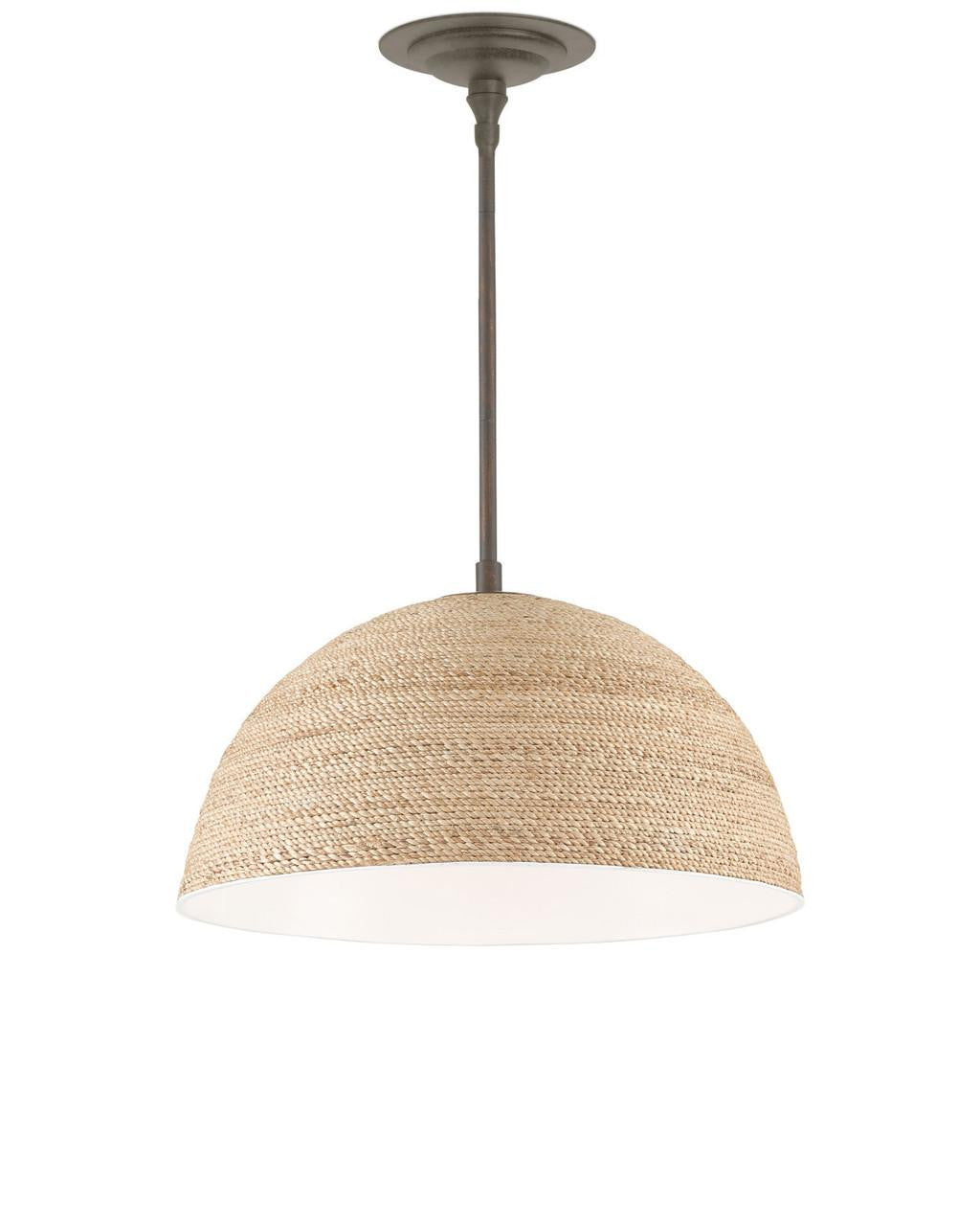 Currey and Company Tobago Pendant Natural, Sugar White, Bronze Gold