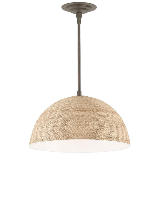 Currey and Company Tobago Pendant Natural, Sugar White, Bronze Gold