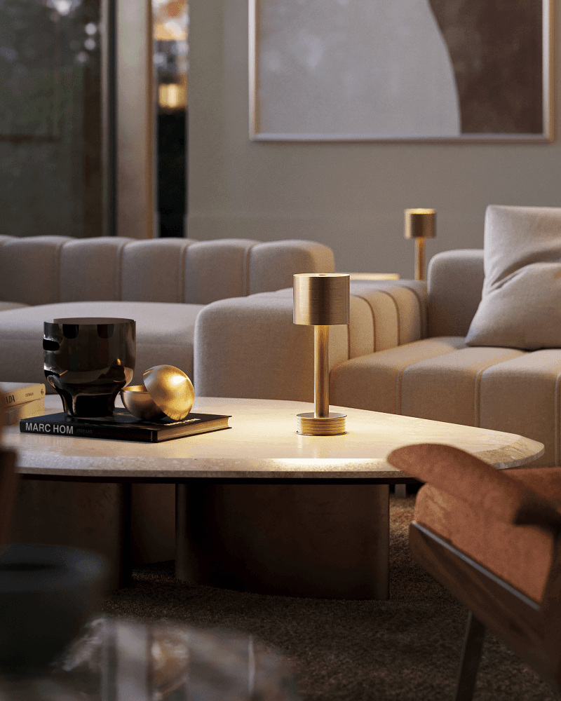 Currey and Company Traverse Brass Cordless Table Lamp
