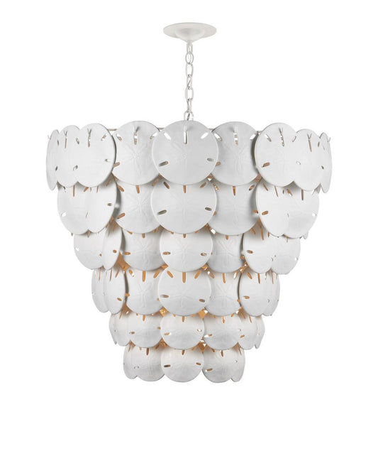 Currey and Company Tulum Extra Large White Chandelier White, Sugar White