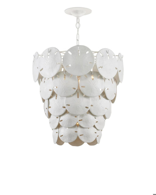 Currey and Company Tulum Large White Chandelier White, Sugar White