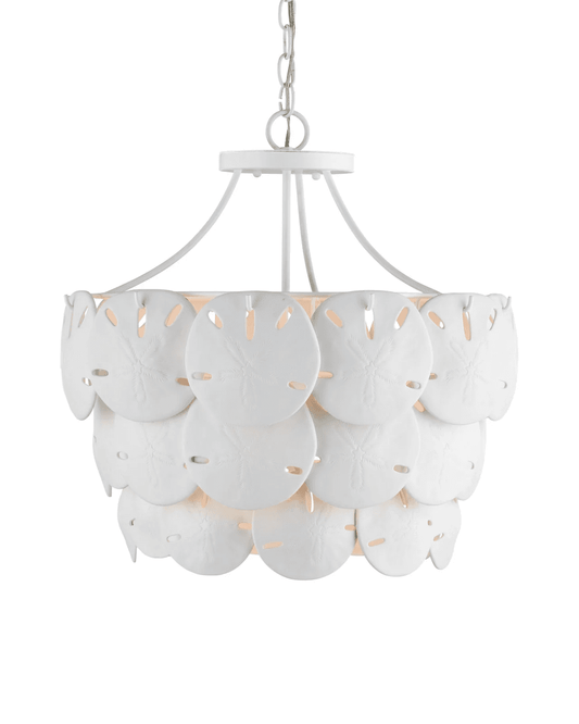 Currey and Company Tulum Medium Chandelier White, Sugar White