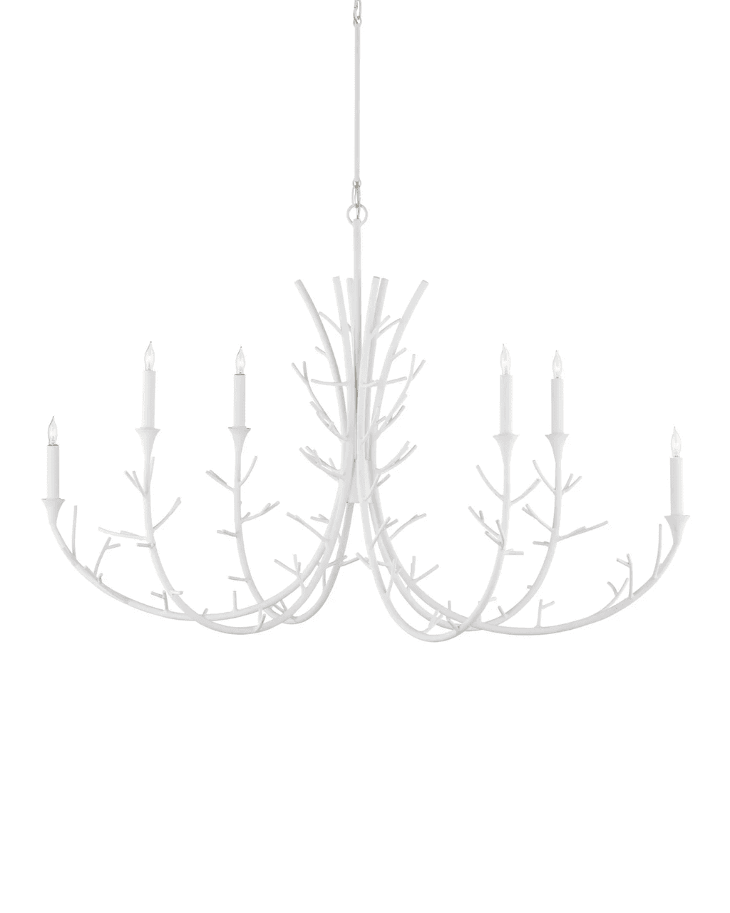 Currey and Company Twiggy Oval Chandelier Gesso White