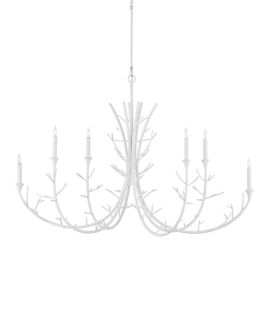Currey and Company Twiggy Oval Chandelier Gesso White