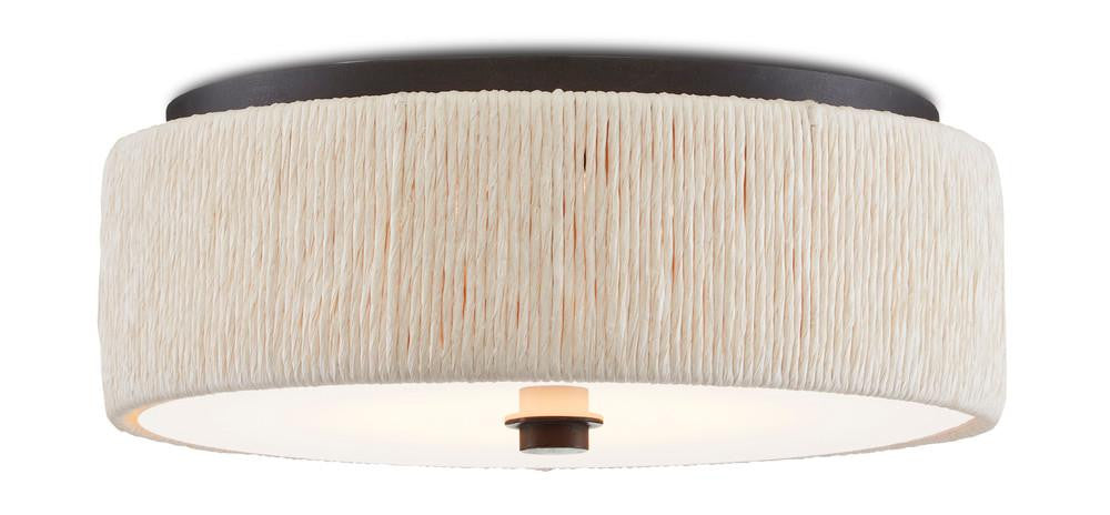 Currey and Company Tyrone Flush Mount Natural, Black, White