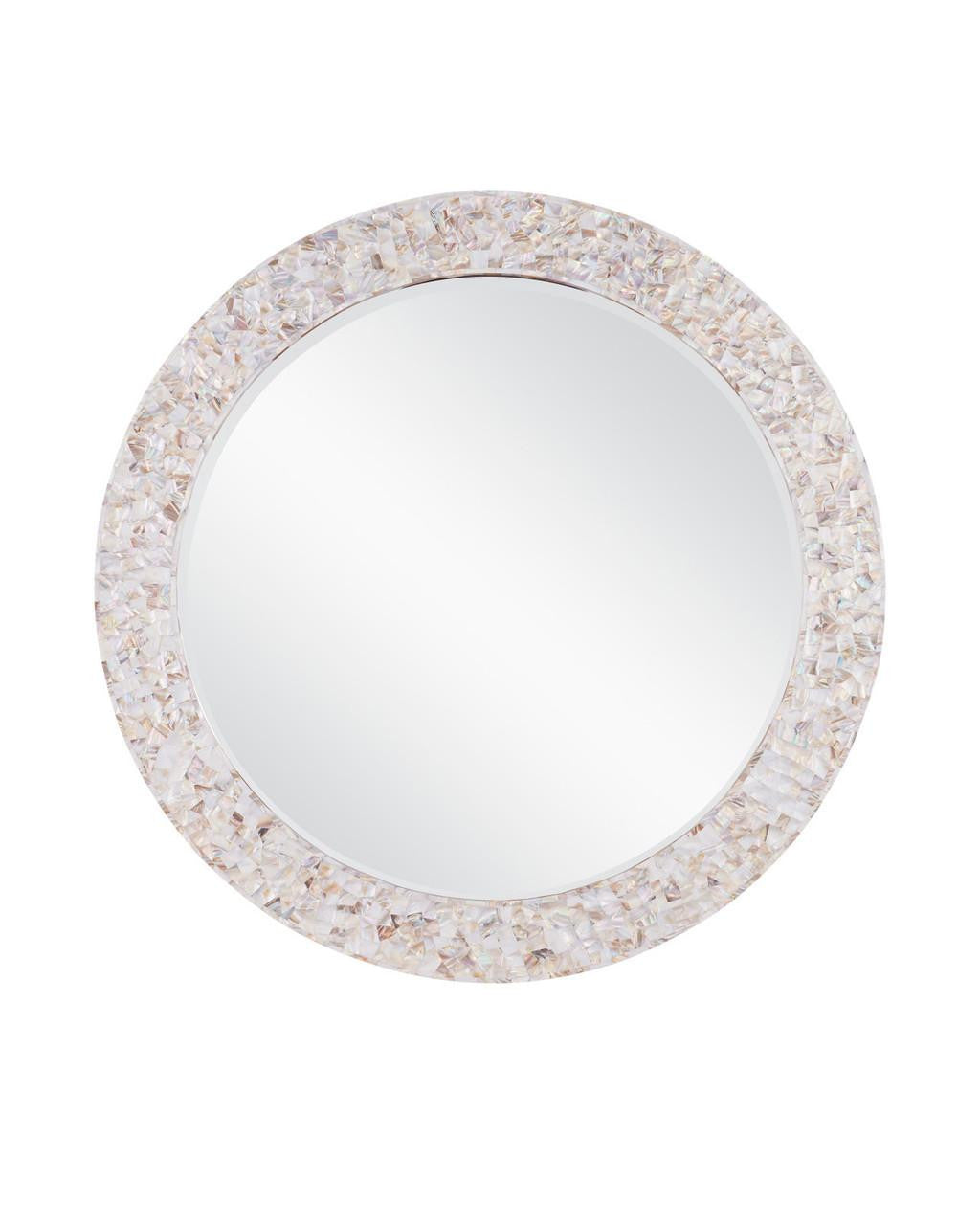 Currey and Company Uma Mother of Pearl Round Mirror Natural, White