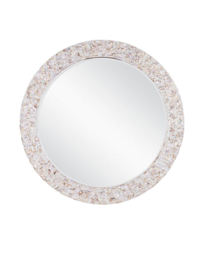 Currey and Company Uma Mother of Pearl Round Mirror Natural, White