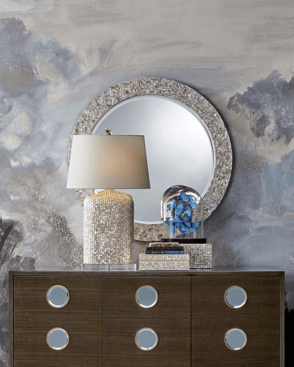 Currey and Company Uma Mother of Pearl Round Mirror