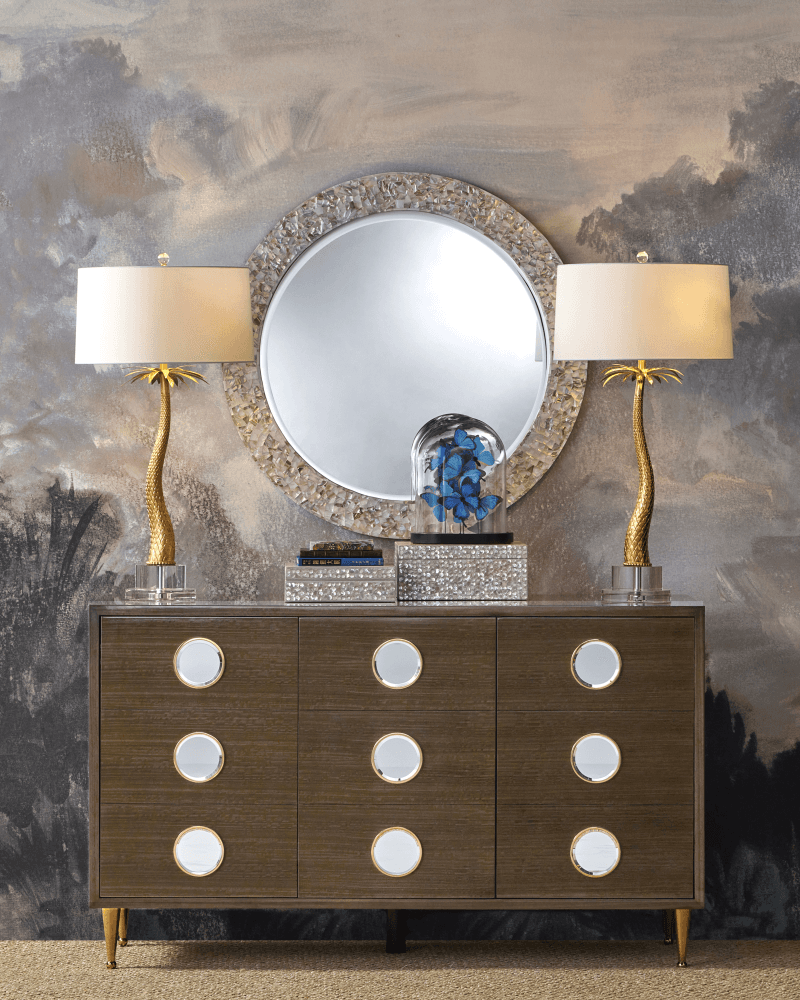 Currey and Company Uma Mother of Pearl Round Mirror