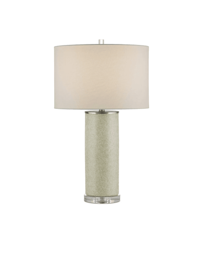 Currey and Company Verdure Cylinder Table Lamp Green, Off-White, Clear, Satin Nickel