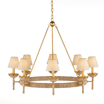 Currey and Company Vichy Chandelier Natural, Contemporary Gold Leaf, Contempora