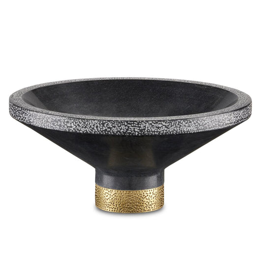 Currey and Company Vincent Black Marble Bowl Natural, Brass