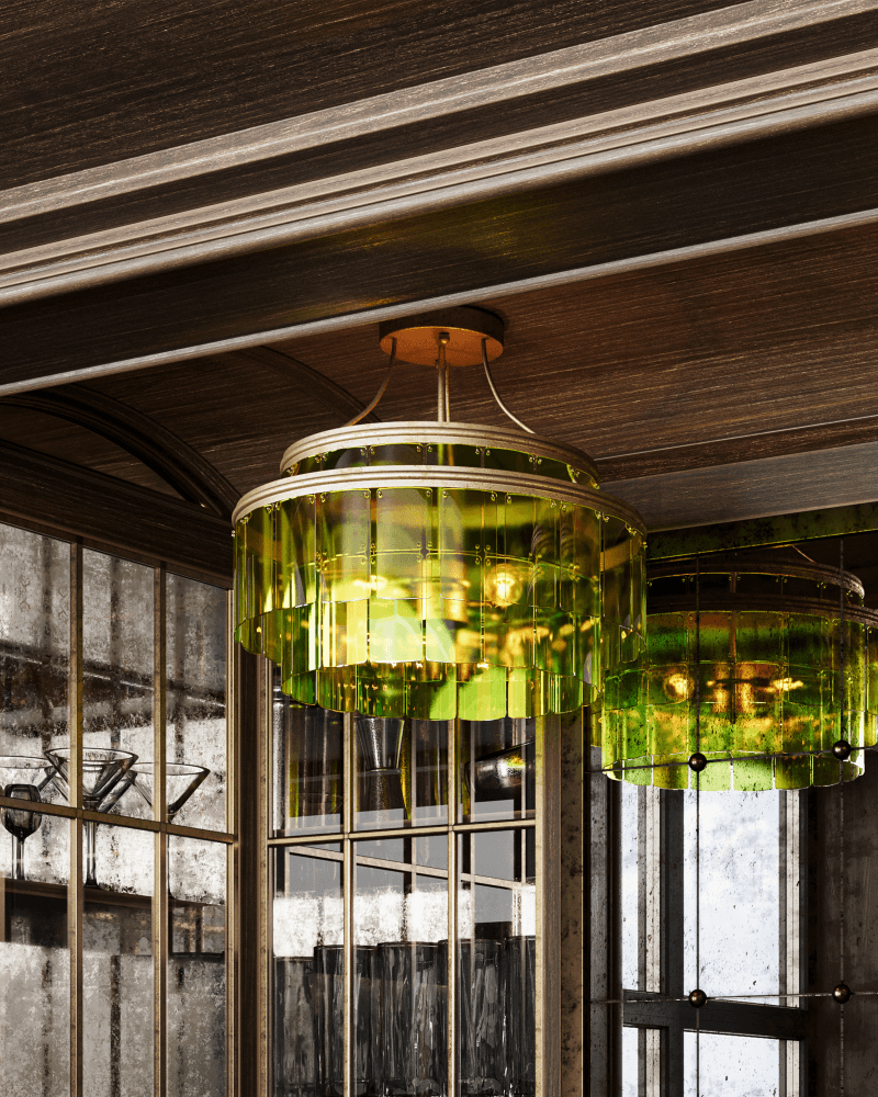 Currey and Company Vintner Green Semi-Flush Mount