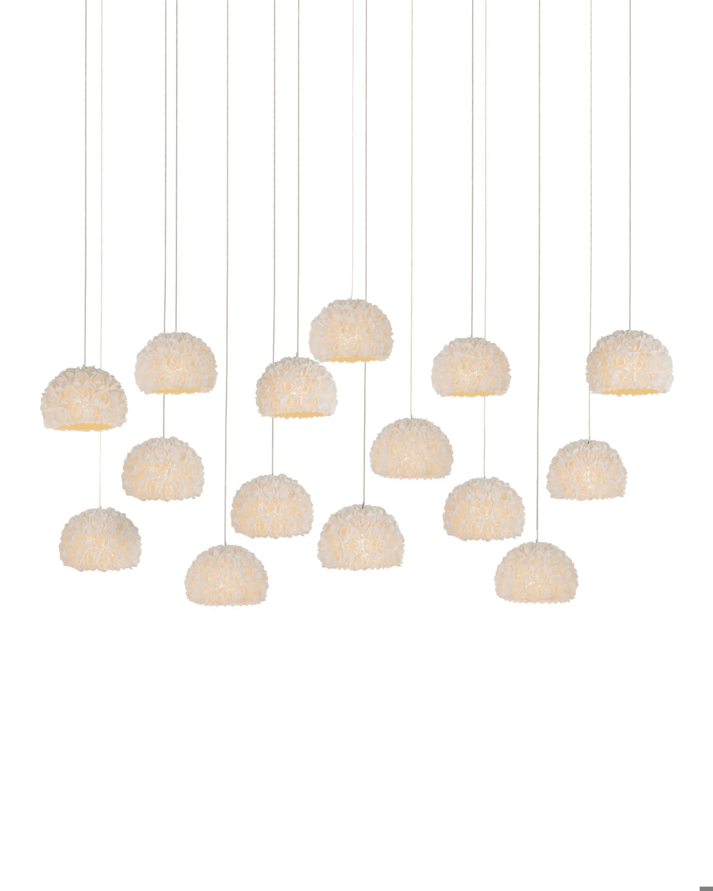 Currey and Company Virtu 15-Light Linear Multi-Drop Pendant Natural, Silver