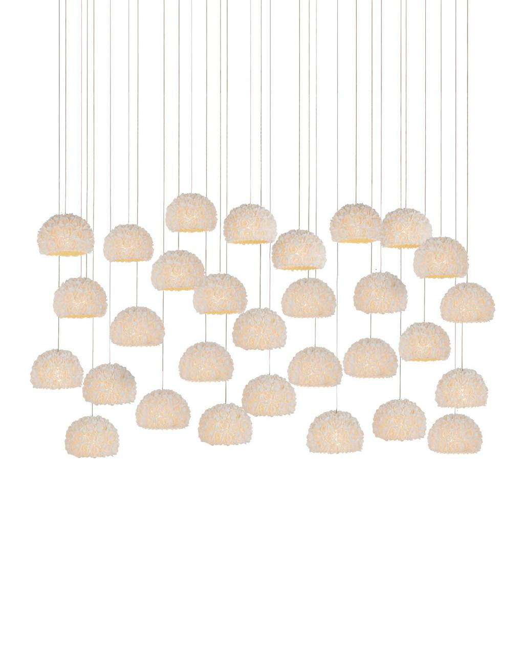 Currey and Company Virtu 30-Light Linear Multi-Drop Pendant Natural, Silver