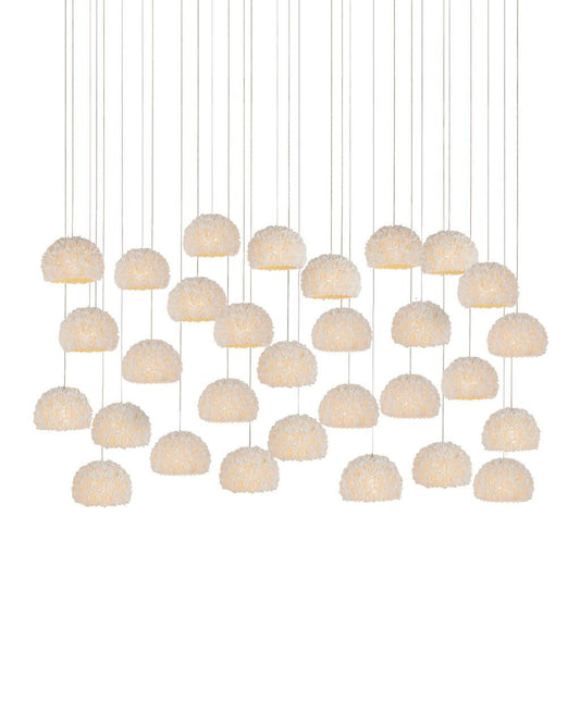 Currey and Company Virtu 30-Light Linear Multi-Drop Pendant Natural, Silver